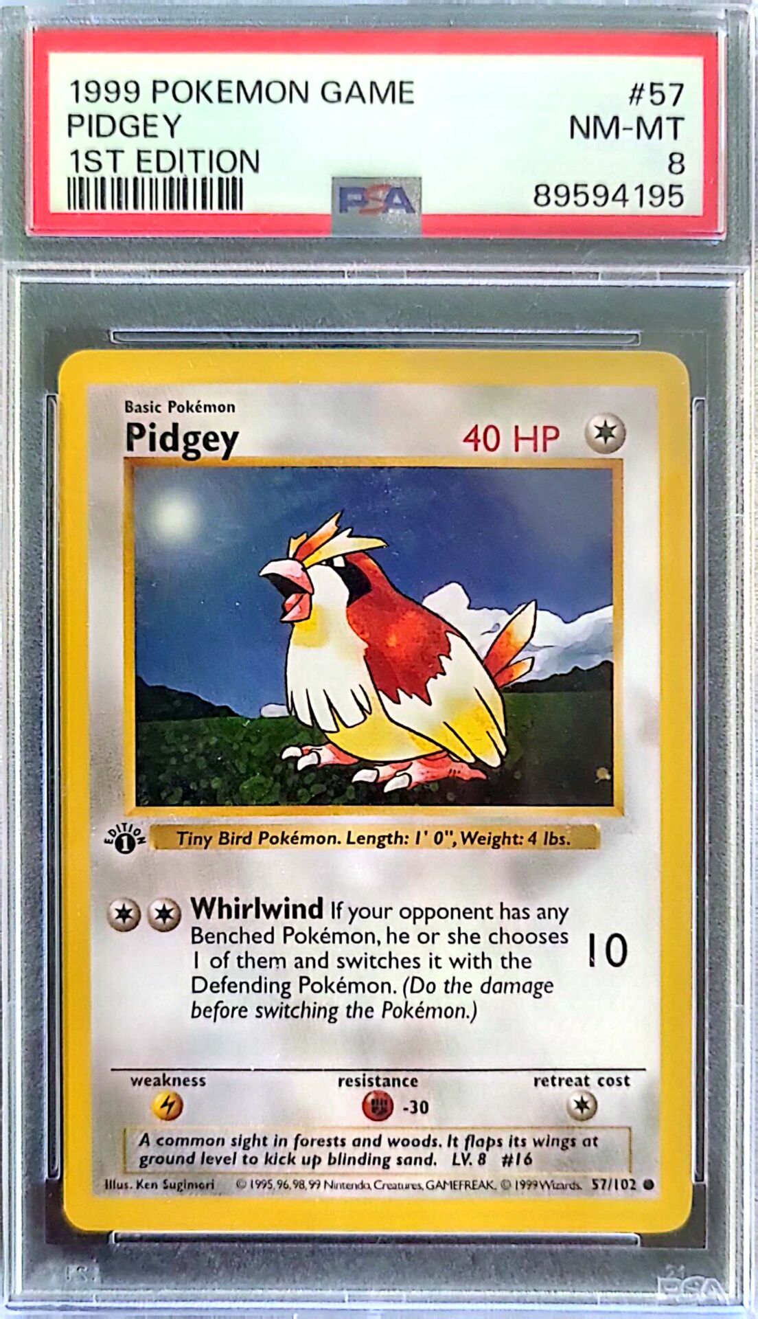 1999 Pokémon Game - Pidgey (#57) - 1st Edition - PSA 8 NM-MT