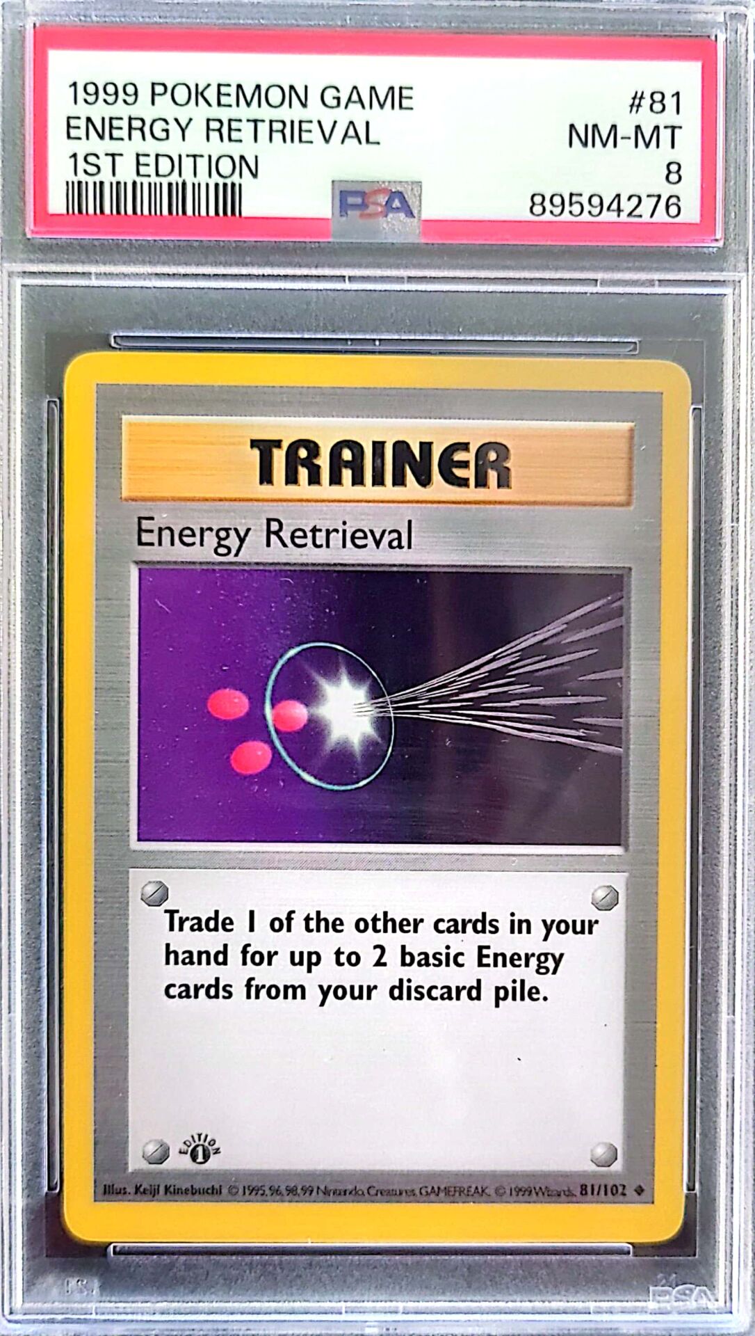 1999 Pokémon Game - Energy Retrieval (#81) - 1st Edition - PSA 8 NM-MT