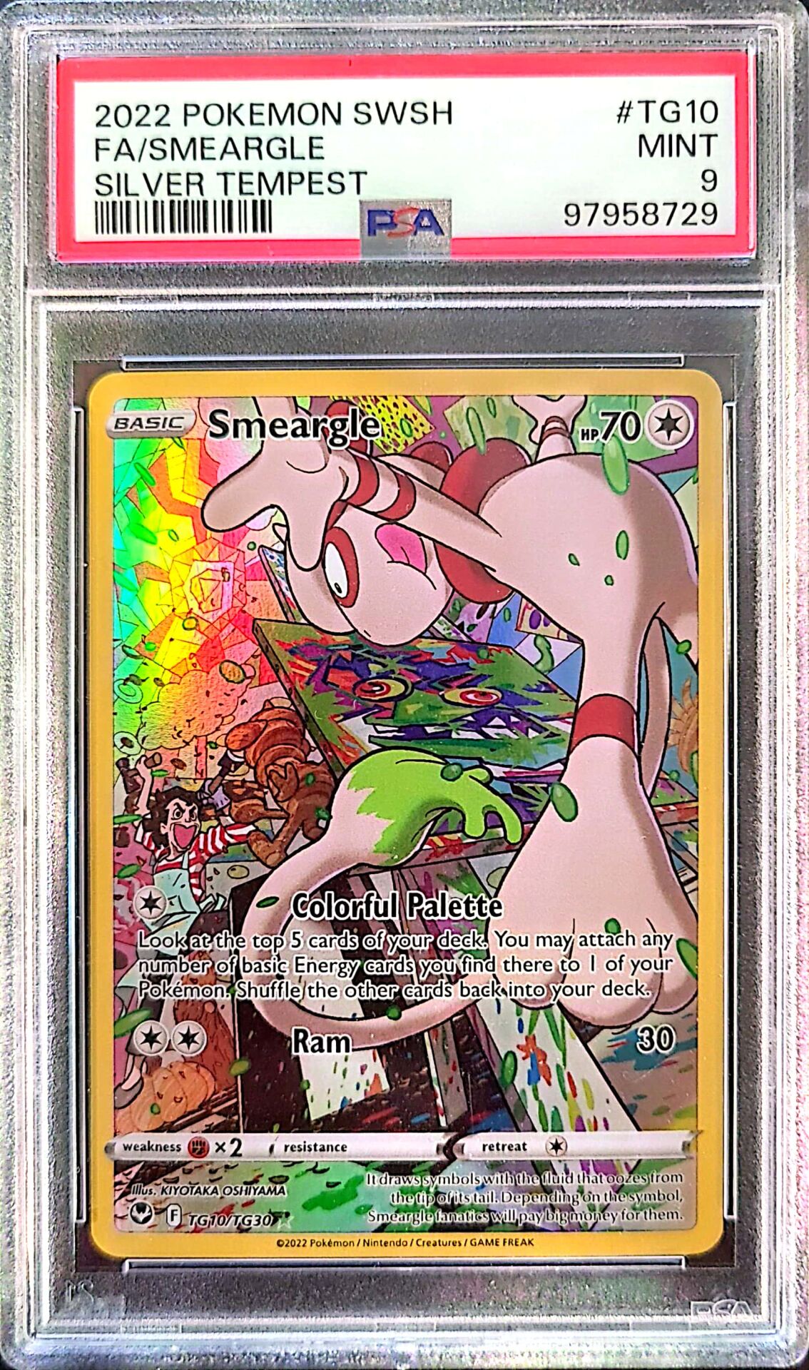 2022 Pokémon SWSH - Smeargle FA (#TG10) - Silver Tempest - PSA 9 Mint