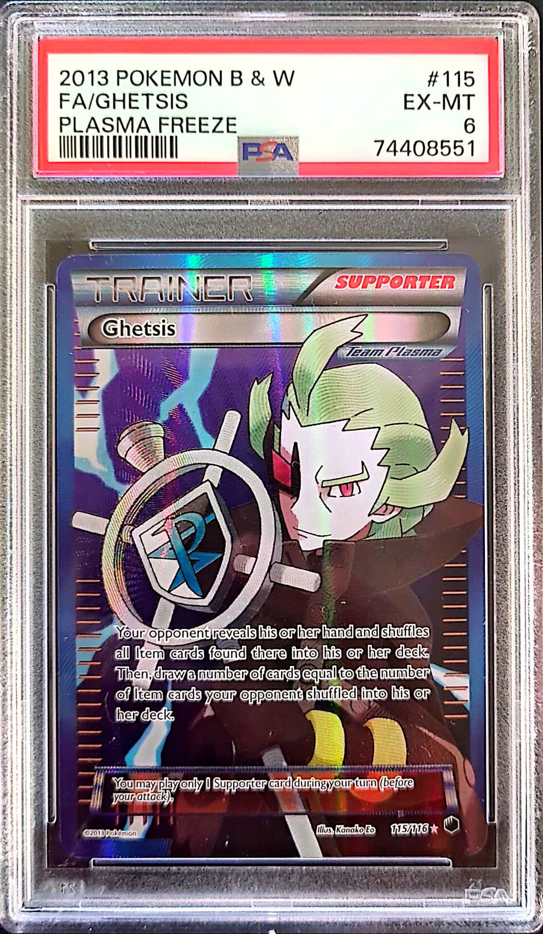 2013 Pokémon B & W - Ghetsis FA (#115) - Plasma Freeze - PSA 6 EX-MT