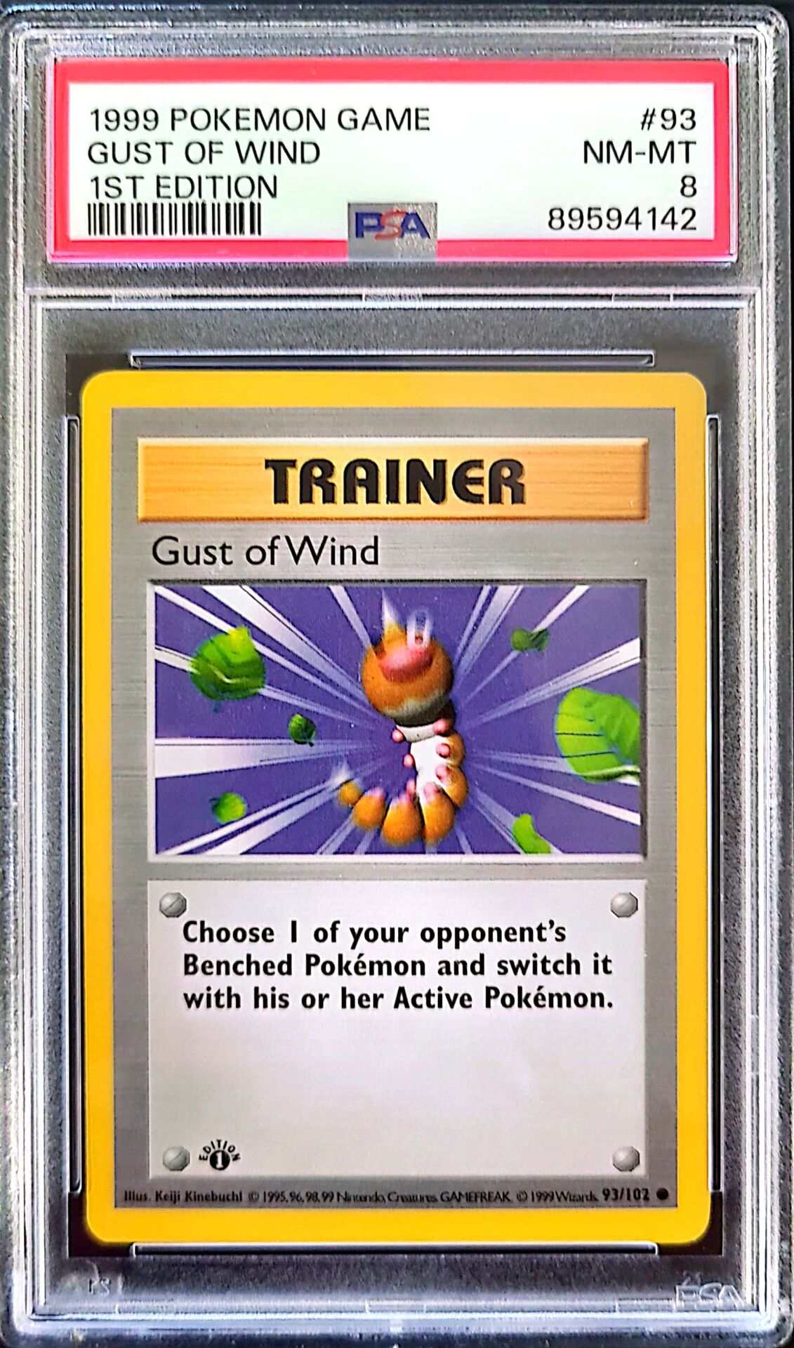 1999 Pokémon Game – Gust of Wind – 1st Edition – PSA 8