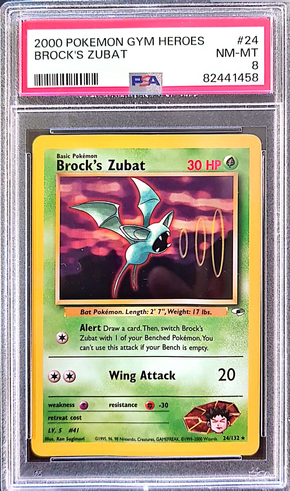 2000 Pokémon Gym Heroes – Brock's Zubat – PSA 8 – NM-MT