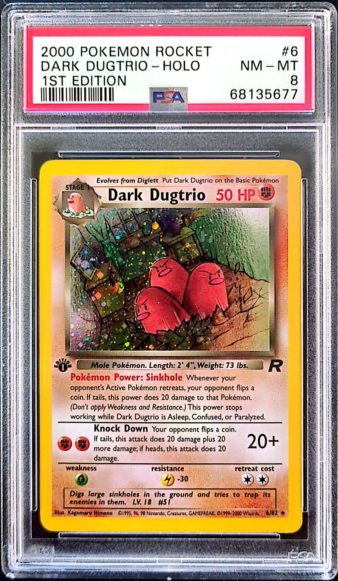 2000 Pokémon Rocket – Dark Dugtrio – Holo – 1st Edition – PSA 8 – NM-MT