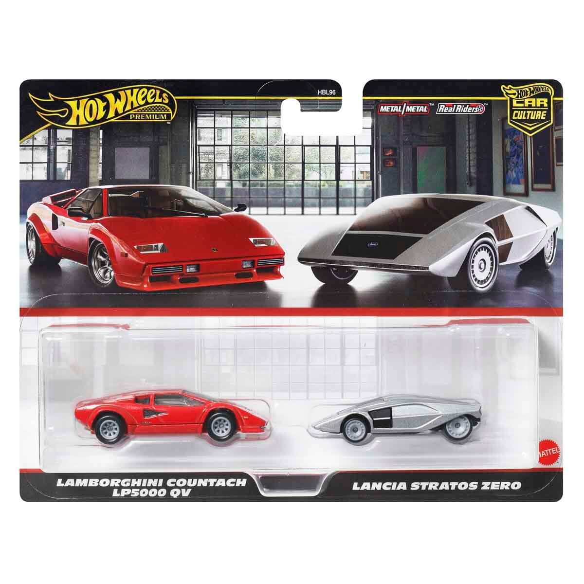 Hot Wheels Premium 2 Packs Lamborghini Countach LP5000 QV / Lancia Stratos Zero
